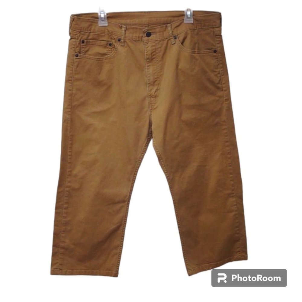 Levi's 505 Brown Khaki Capri Hemmed Slight Stretch 5 Pocket Straight Leg Jeans
